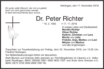 Traueranzeigen von Peter Richter Südwest Presse Trauer