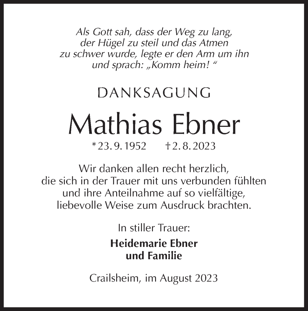 Traueranzeigen Von Mathias Ebner S Dwest Presse Trauer