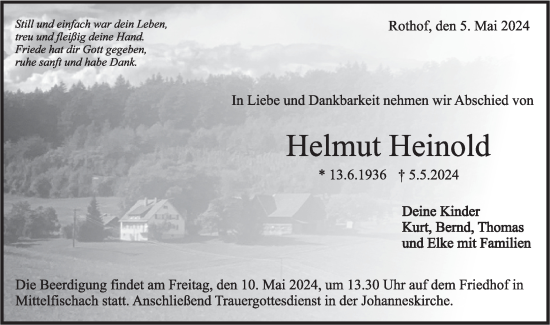 Traueranzeige von Helmut Heinold von Rundschau Gaildorf/Haller Tagblatt