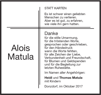 Traueranzeige von Alois Matula von NWZ Neue Württembergische Zeitung