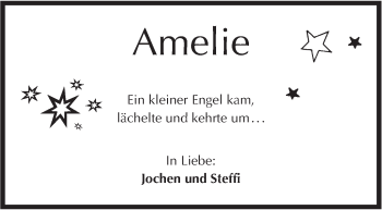 Traueranzeige von Amelie  von Hohenloher Tagblatt