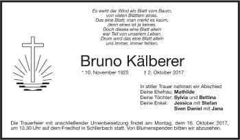 Traueranzeige von Bruno Kälberer von Nordwest-Zeitung