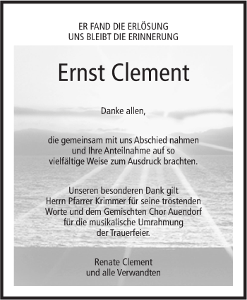 Traueranzeige von Ernst Clement von Neue Württembergische Zeitung