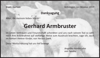 Traueranzeige von Gerhard Armbruster von Südwest Presse