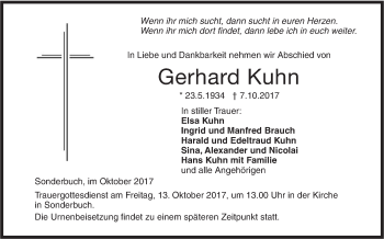 Traueranzeige von Gerhard Kuhn von Südwest Presse