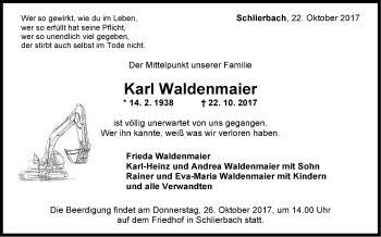 Traueranzeige von Karl Waldenmaier von NWZ Neue Württembergische Zeitung