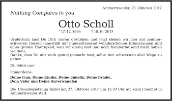 Traueranzeige von Otto Scholl von Haller Tagblatt