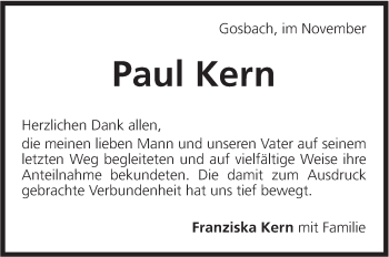 Traueranzeige von Paul Kern von Geislinger Zeitung