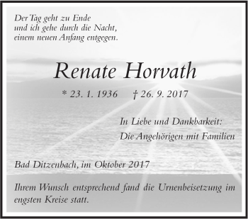 Traueranzeige von Renate Horvath von Geislinger Zeitung