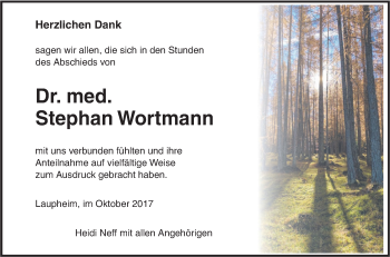 Traueranzeige von Stephan Wortmann von SÜDWEST PRESSE Ausgabe Ulm/Neu-Ulm