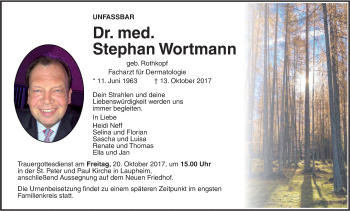 Traueranzeige von Stephan Wortmann von SÜDWEST PRESSE Ausgabe Ulm/Neu-Ulm