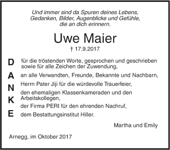 Traueranzeige von Uwe Maier von Südwest Presse