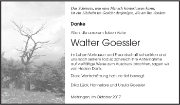 Traueranzeige von Walter Goessler von Südwest Presse