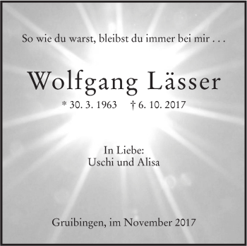 Traueranzeige von Wolfgang Lässer von Geislinger Zeitung