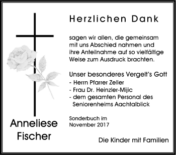 Traueranzeige von Anneliese Fischer von SÜDWEST PRESSE