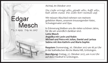 Traueranzeige von Edgar Mesch von SÜDWEST PRESSE