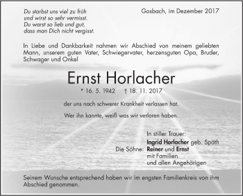 Traueranzeige von Ernst Horlacher von Geislinger Zeitung