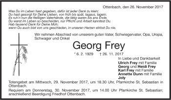 Traueranzeige von Georg Frey von NWZ Neue Württembergische Zeitung