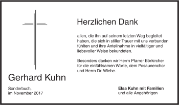 Traueranzeige von Gerhard Kuhn von SÜDWEST PRESSE