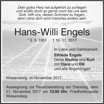 Traueranzeige von Hans-Willi Engels von Geislinger Zeitung