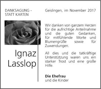 Traueranzeige von Ignaz Lasslop von Geislinger Zeitung