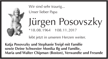 Traueranzeige von Jürgen Posovszky von Haller Tagblatt