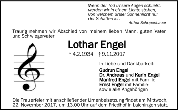 Traueranzeige von Lothar Engel von SÜDWEST PRESSE Ausgabe Ulm/Neu-Ulm