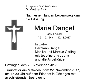 Traueranzeige von Maria Dangel von SÜDWEST PRESSE Ausgabe Ulm/Neu-Ulm