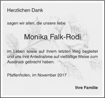 Traueranzeige von Monika Falk-Rodi von SÜDWEST PRESSE Ausgabe Ulm/Neu-Ulm