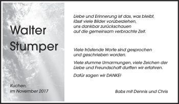 Traueranzeige von Walter Stumper von Geislinger Zeitung