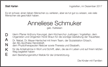 Traueranzeige von Anneliese Schmuker von SÜDWEST PRESSE Ausgabe Ulm/Neu-Ulm