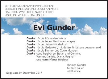 Traueranzeige von Evi Gunder von Hohenloher Tagblatt