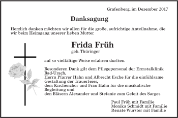 Traueranzeige von Frida Früh von Metzinger-Uracher Volksblatt