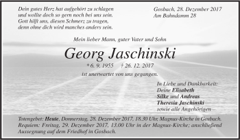 Traueranzeige von Georg Jaschinski von Geislinger Zeitung