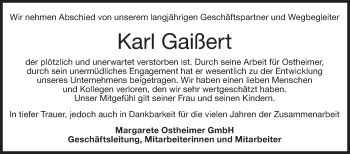 Traueranzeige von Karl Gaißert von NWZ Neue Württembergische Zeitung