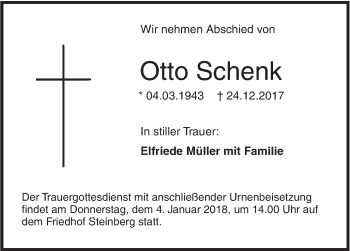 Traueranzeige von Otto Schenk von SÜDWEST PRESSE Ausgabe Ulm/Neu-Ulm