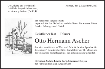 Traueranzeige von Otto Hermann Ascher von Geislinger Zeitung