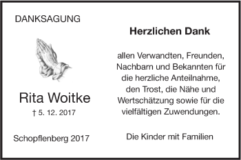 Traueranzeige von Rita Woitke von NWZ Neue Württembergische Zeitung