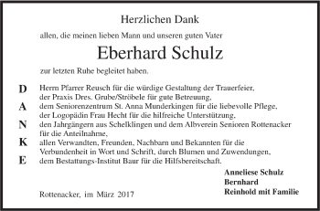 Traueranzeige von Eberhard Schulz von Ehinger Tagblatt