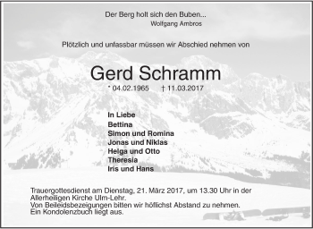 Traueranzeige von Gerd Schramm von Südwest Presse