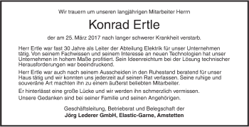 Traueranzeige von Konrad Ertle von Südwest Presse