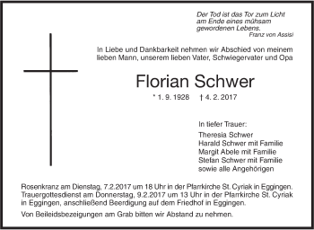 Traueranzeige von Florian Schwer von Südwest Presse