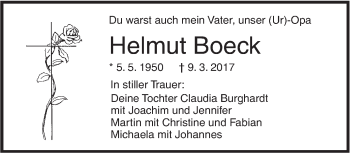 Traueranzeige von Helmut Boeck von Südwest Presse