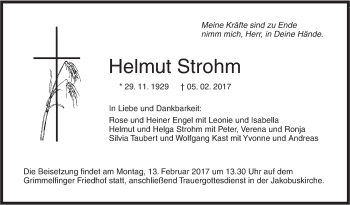 Traueranzeige von Helmut Strohm von Südwest Presse