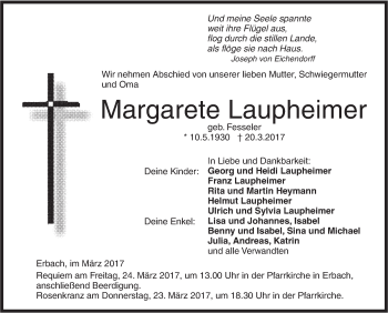 Traueranzeige von Margarete Laupheimer von Südwest Presse