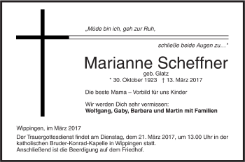 Traueranzeige von Marianne Scheffner von Südwest Presse