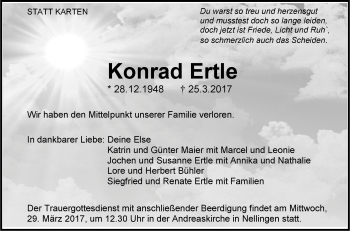 Traueranzeige von Konrad Ertle von Südwest Presse