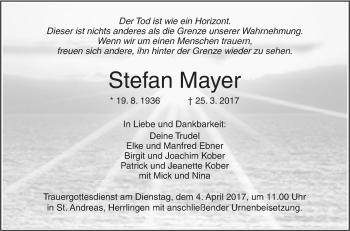 Traueranzeige von Stefan Mayer von Südwest Presse