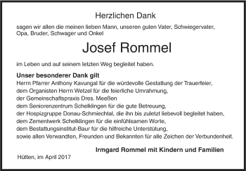 Traueranzeige von Josef Rommel von Ehinger Tagblatt