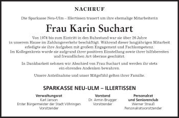 Traueranzeige von Karin Suchart von Südwest Presse